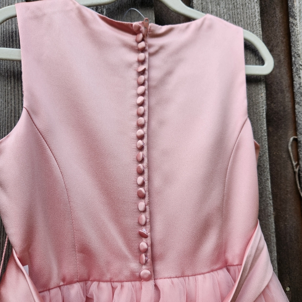 David's Bridal Satin Flower Girl Dress with Tulle Skirt - Ballet - Girls Size 8 - Picture 5 of 11